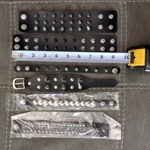 6pic/set Wristband Bracelet Cuff Gothic Punk Bracelets Women Men Spikes